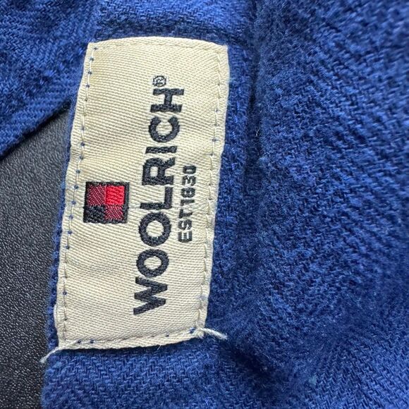 Woolrich Button Up Cotton Shirt Pockets Mens L Navy Blue - Picture 3 of 8